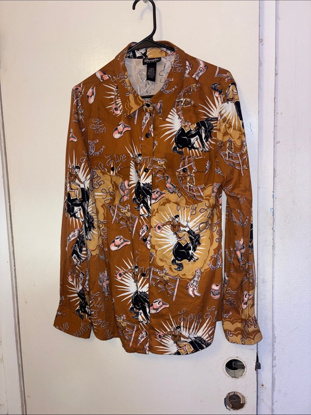 Wrangler Men's Rust Western Graphic Button-Down Shirt Jacket